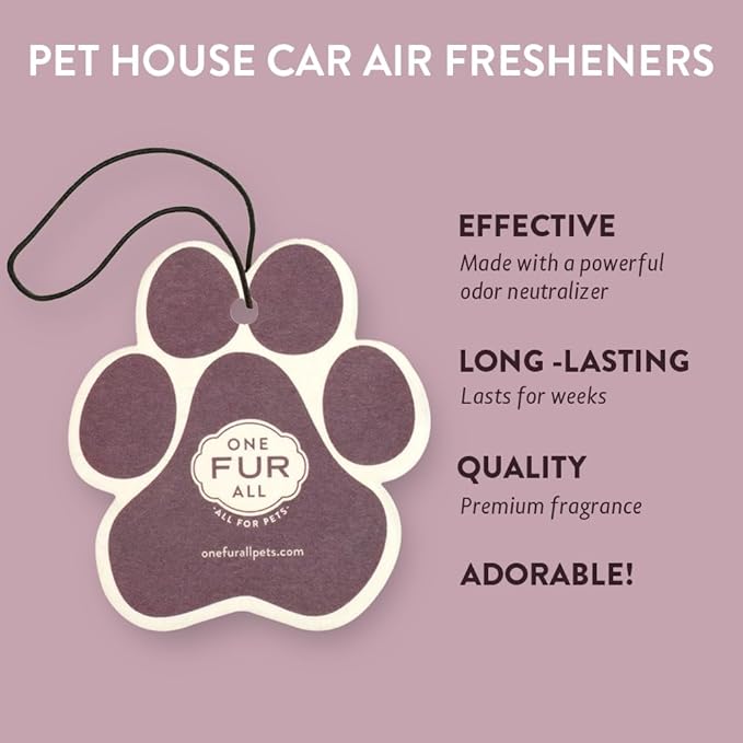 One Fur All Pet House Air Freshener - Lavender Green Tea Pack of 4 - Non-Toxic, Pet-Friendly Air Freshener for Small Spaces & Car - Hanging Odor Eliminator