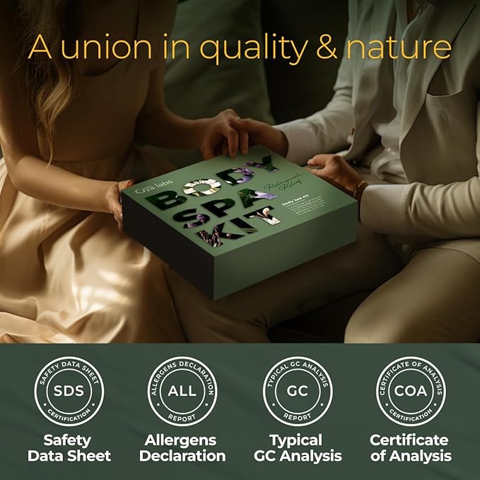 Gya Labs Home Spa Body Essential Oil Set - Natural Scents of Vanilla, Patchouli & DeStressing Massage Oil for Women (Set of 4) - Supercharge Your Skin & Body with Relaxation