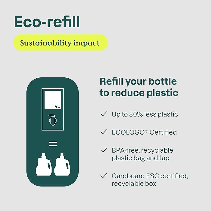 ATTITUDE Liquid Laundry Detergent Refill, EWG Verified, HE Compatible, Plant-Based & Vegan, Natural Laundry Soap, Mountain Fresh Scent, 160 Loads, 135.26 Fl Oz (Pack of 2)