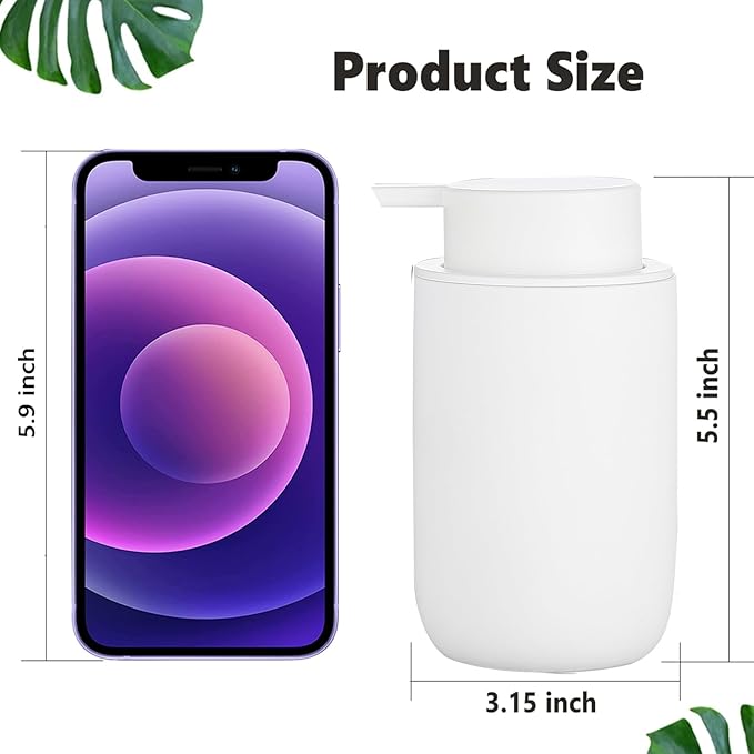 Foaming Soap Dispenser - White Ceramic Foam Dish Hand Soap Dispenser with Black Pump for Bathroom, Bathroom Dispenser Set for Modern Home Farmhouse Decor