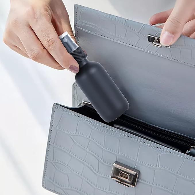 2oz Glass Spray Bottle, Fine Mist Boston Glass Bottles with Black Fine Mist Sprayer Small Clear Bottles for Essential Oils, Bath, Beauty, Hair & Cleaning, Black, Pack of 24