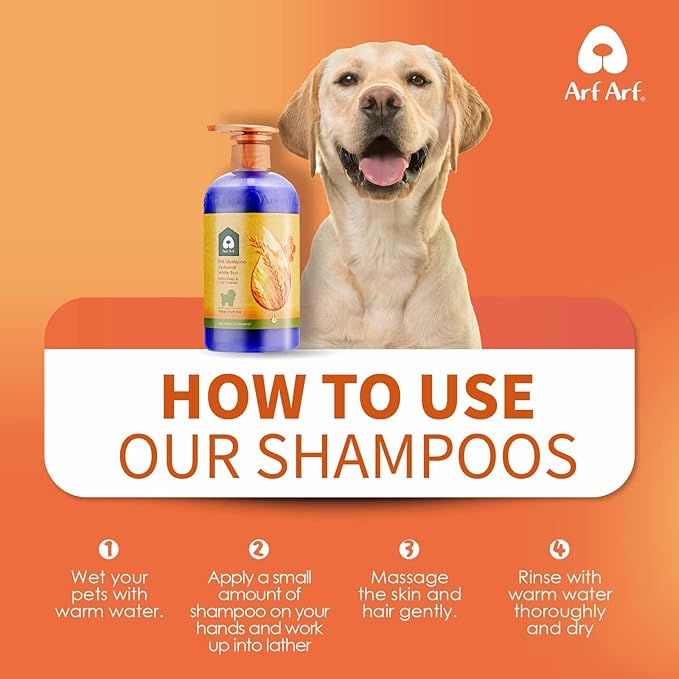 Arf Arf Dog Shampoo Whitening Formula, White - Patented Brightening Formula Removes Yellowing, Mud & Tear Stains-Makes Coat Sparkling White & Soft-Gentle pH Balanced for All Breeds-Fresh Scent-16oz