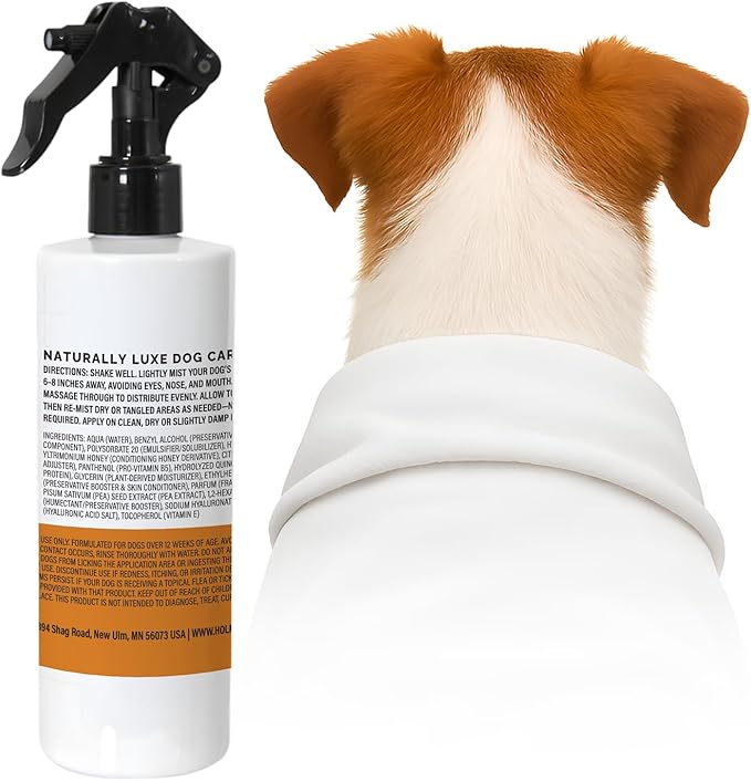 Dog Perfume Spray – Deodorizing Coat Spray for Dogs That Hydrates & Enhances Shine – Dog Cologne & Leave-in Conditioner – Oatmeal Honey 8oz