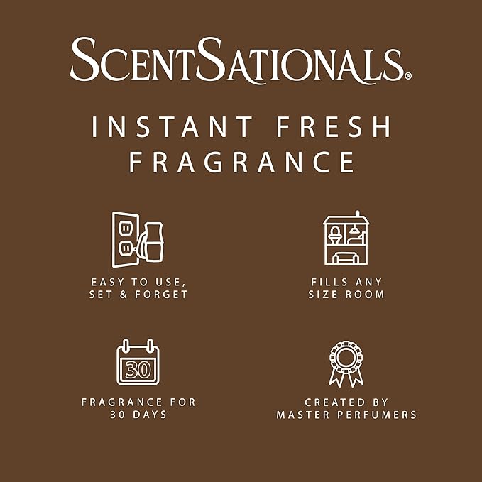 Scentsationals Fragrance Oil Plug In Air Freshener Refills 3-Pack - Feelin' Cozy - Works with Scentsationals Wall Plugs, Long-Lasting Home Fragrance, 0.8 fl oz Each, Packaging May Vary