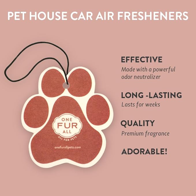 Pet House Car Air Freshener by One Fur All, Pack of 4 – Apple Cider - Non-Toxic Auto Air Freshener, Pet Odor Eliminating Air Freshener for Car, Ideal for Small Spaces, Dye Free Dog Car Air Freshener