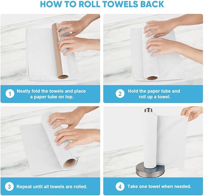 AIDEA Microfiber Cleaning Cloth Roll, White 50PK, Tear Away Reusable Paper Towels, Commercial Shop Rags, Microfiber Towels for Cars, Lint Free Rags for House, Kitchen, Automotive, 11.5"×11.5"