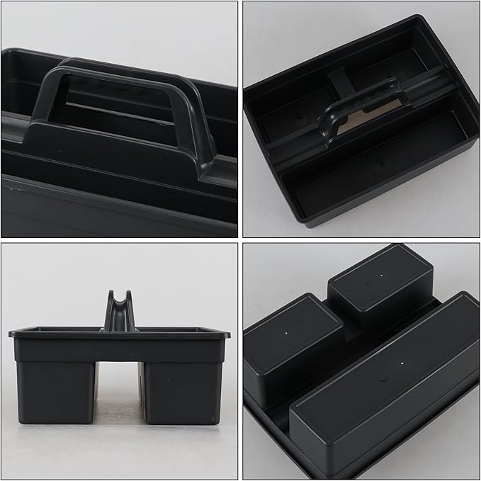 3-Compartment Plastic Storage Caddy with Handle, 4 Pack Bathroom Cleaning Tool Caddy Basket