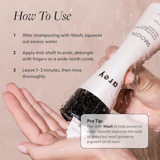 Arey Smooth Conditioner | Reduce the Signs of Aging Hair | Retains Moisture, Promotes Smoothness | For Use with Wash Shampoo | Vegan, Gluten-Free, Residue-Free & Cruelty-Free (8.45 Fl Oz, 30 Uses)