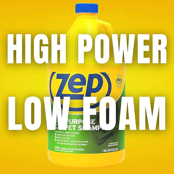 Zep All-Purpose Carpet Shampoo Concentrate Cleaner - 1 Gallon (Case of 2) ZUCEC128 - Professional Formula Removes Dirt and Stains