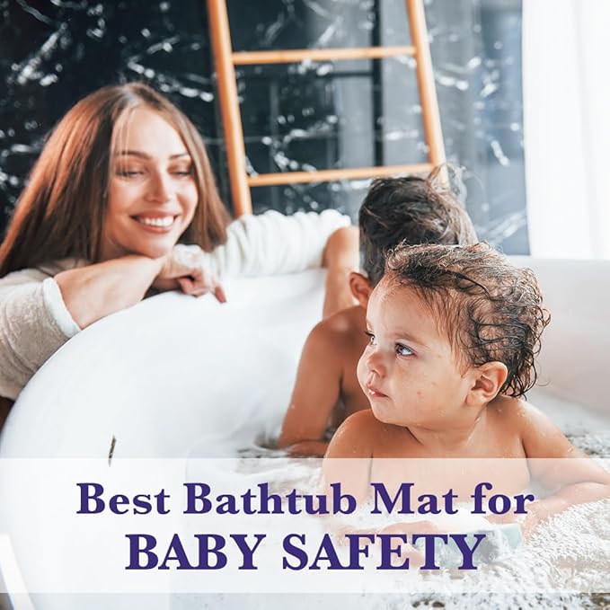 Epica Non Slip Bathtub Mat | Real Rubber Bath Mat for Tub, Shower, Baby Safety, Kids, Pet Dog, Soft No-Slip Nonskid, 16” x 28