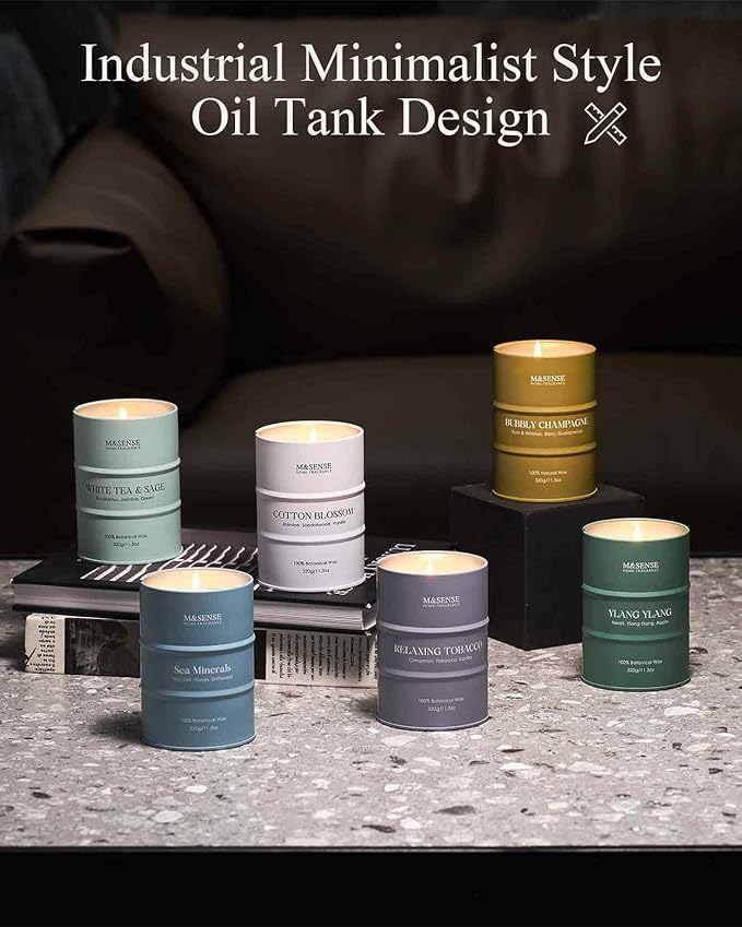 M&SENSE White Tea Sage Scented Candles Natural Non Toxic, Aromatherapy Candle for Stress Relief Meditation Relaxing, Housewarming Gifts for Women Men, 11.3oz 70 Hour Long Burning