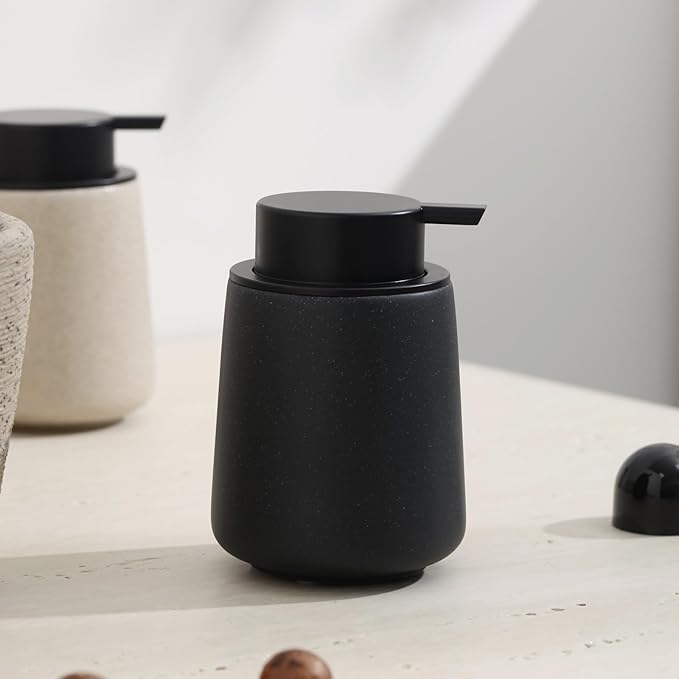 Foaming Soap Dispenser Pump 12OZ, Refillable Foam Hand Dish Soap Dispenser Bottle Jar for Bathroom Kitchen Sink Countertop Home Decor - Black