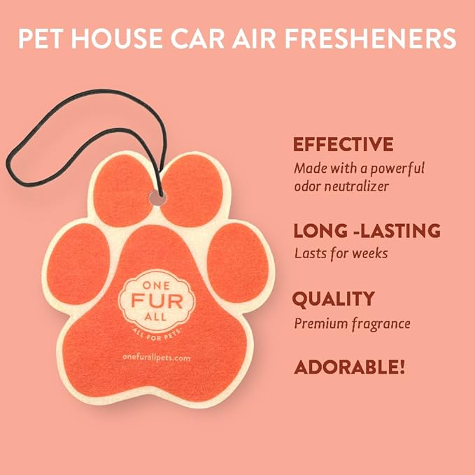 One Fur All Pet House Air Freshener - Juicy Melon Pack of 4 - Non-toxic, Pet-Friendly Air Freshener for Small Spaces & Car - Hanging Odor Eliminator