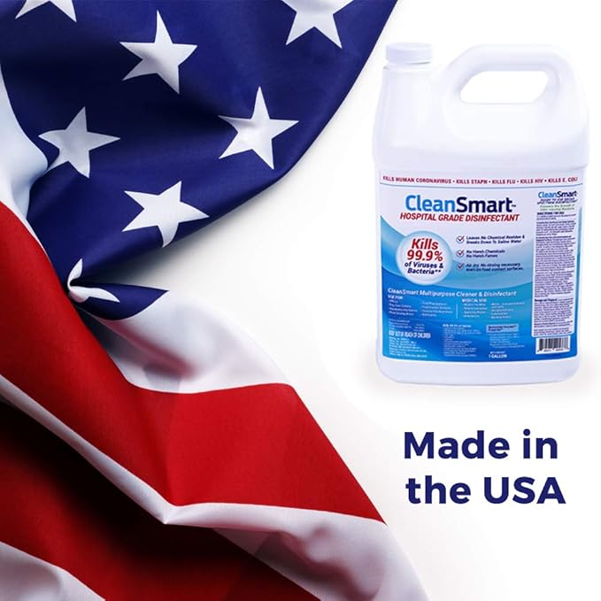 CleanSmart Hospital Grade Disinfectant, Kills 99.9% of Viruses and Bacteria, Hypochlorous Acid Technology, EPA Registered, 1 Gallon (HOCL)