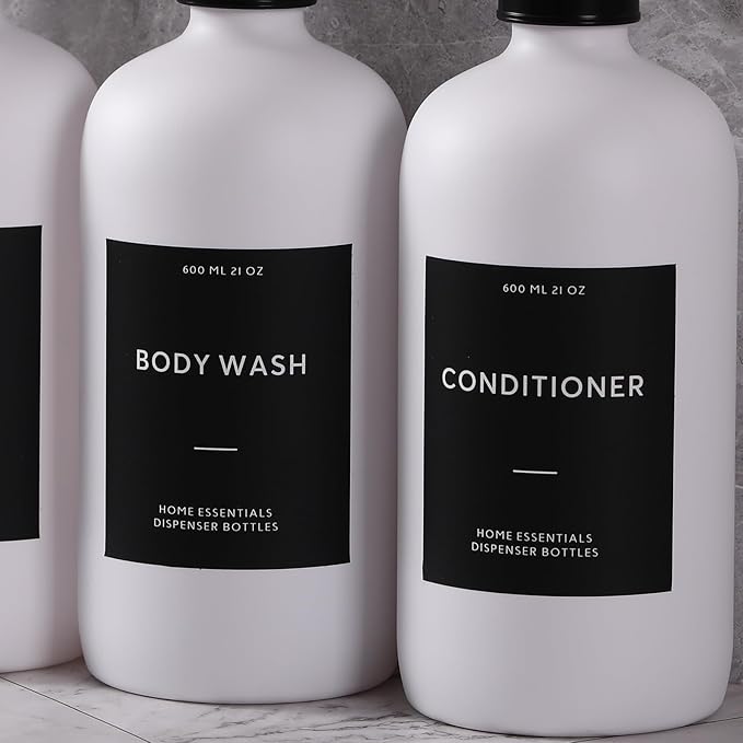 HOMCDALY Shampoo and Conditioner Dispenser, 21oz 3-Pack Refillable Shampoo and Conditioner Bottles, Empty Pump Bottle, Bathroom Shower Dispenser(21oz-White)