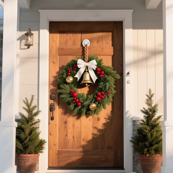 2025 New Suction Cup Hooks for Wreaths, Upgraded No Drill Suction Cup Wreath Hanger, Waterproof Suction Cup Wreath Holder Towel Hooks for Window Bathroom Mirrors Shower (2, Silver)