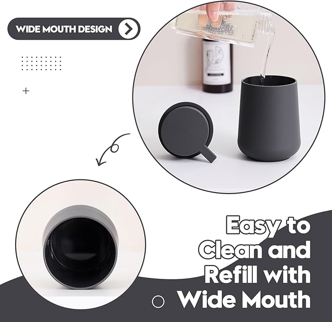 Matte Gray Foaming Hand Soap Dispenser Plastic 11 oz - Modern Minimalist Style for Bathroom & Kitchen Countertop Refillable