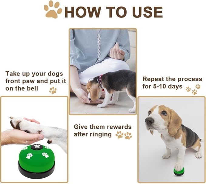 2 Pack Dog Door Bells, Dog Doorbell to go Outside Puppy Train Bell for Dogs to Ring to go Potty, Puppy Toilet Training Bell Jingle Bells for Door Knob (Green)