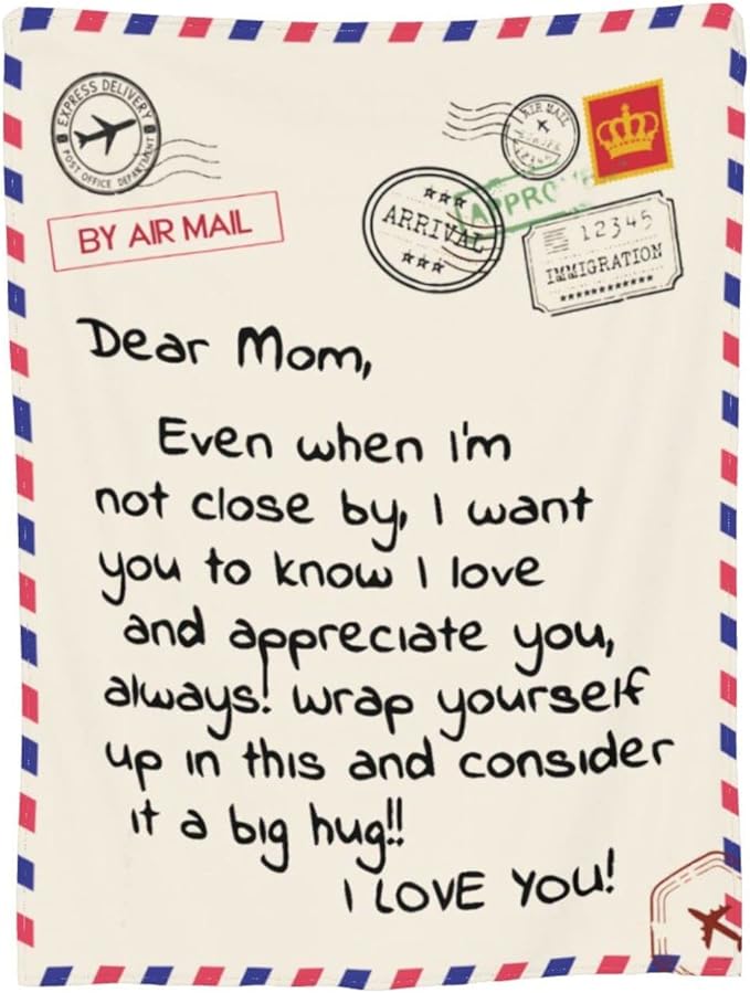 Throw Blankets Anniversary Birthday Gift for Mom from Daughter Son, Dear Mom Blanket for Mother's Day, Super Soft Flannel Throw Blankets for Christmas Valentines Day for Bed Couch(60x80)