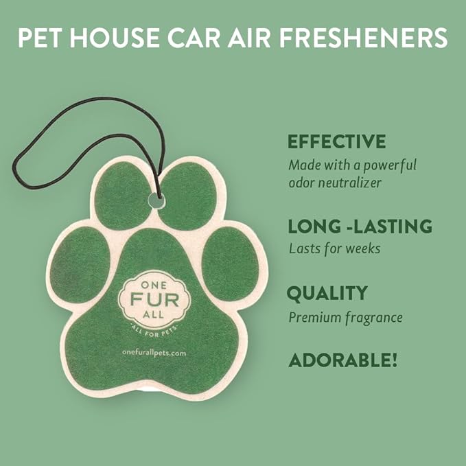 One Fur All Pet House Air Freshener - Cucumber Mint Pack of 4 - Non-toxic, Pet-Friendly Air Freshener for Small Spaces & Cars - Hanging Odor Eliminator