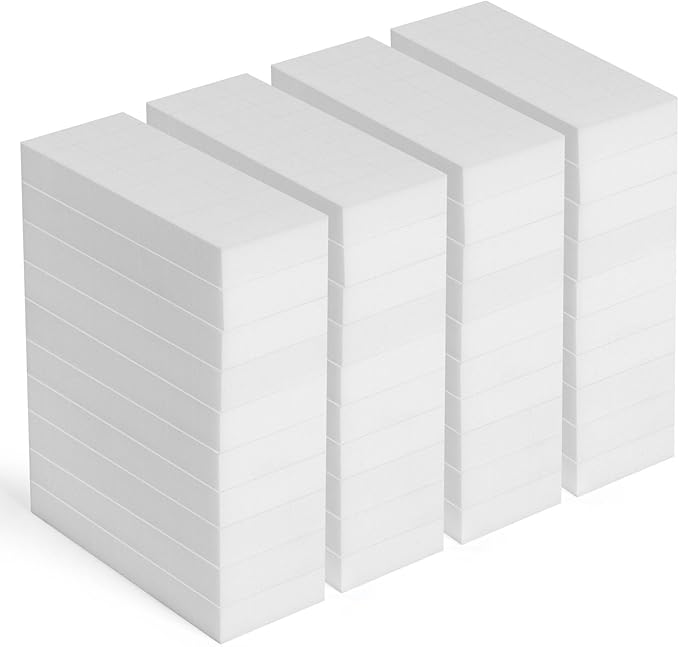 TRENDBOX Melamine Sponges Magic Cleaning Sponges Melamine Foam for Dishes Eraser Sponges for Kitchen (White, 6.3x2.4x0.7 Inch (Pack of 40))