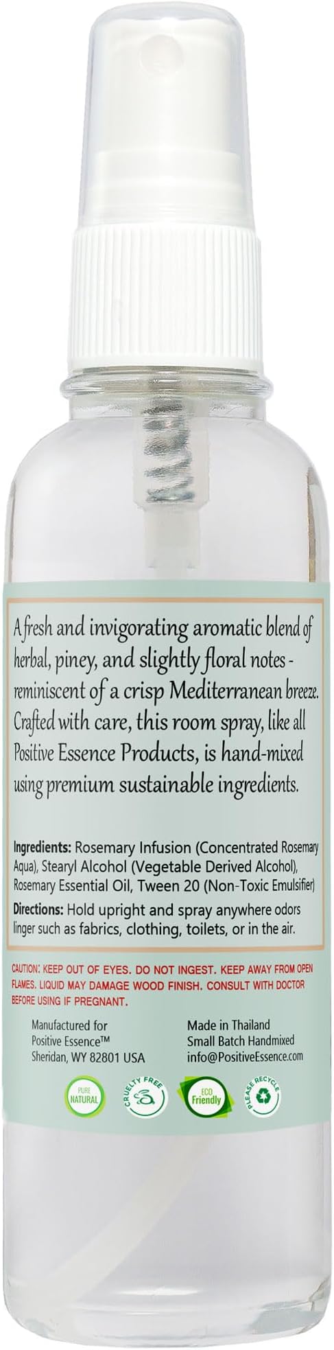 Rosemary Linen & Room Spray, Natural Aromatic Spray Made with 100% Pure Rosemary Essential Oil, Relaxing Home Fragrance (4.06 fl oz)