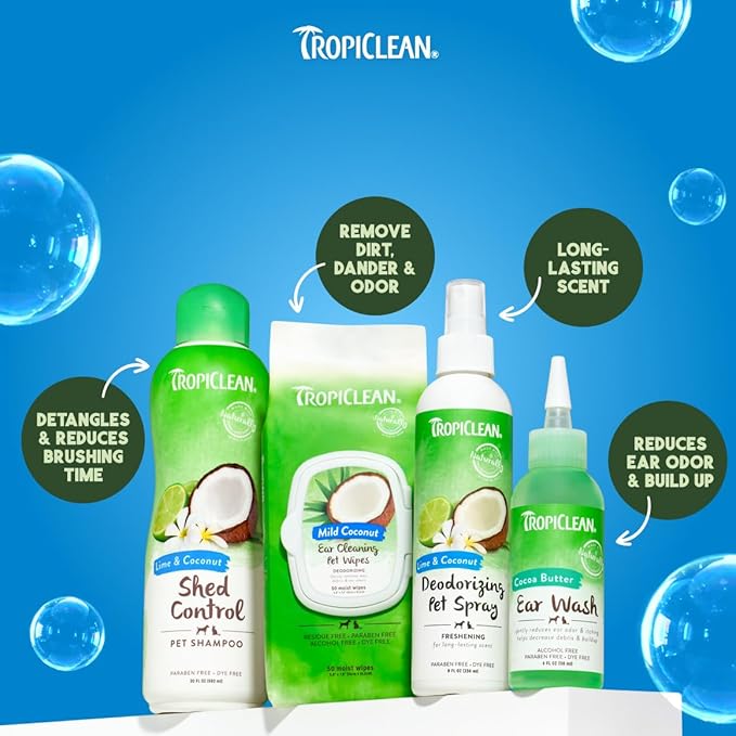 TropiClean Deshedding Dog Shampoo, Professional Dog Shampoo, Fast-Acting Shedding Control, Puppy Safe, Made in USA, Lime & Coconut Scent, 2.5 Gal