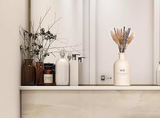 WEALD TRIBE Flower Reed Diffuser French Black Juniper & Cedar Scent for Bathroom Accessories Boho Shelf Decor & Air Fresheners, Defusers Set with 5.1 fl oz Essential Oils, House Office Decor