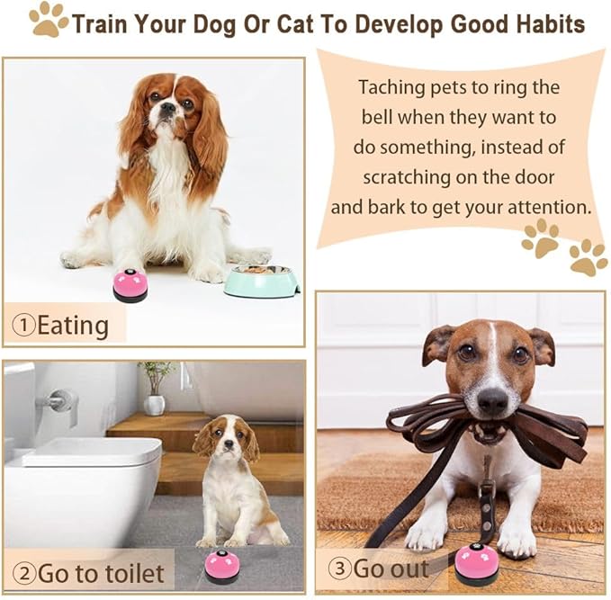 2 Pack Dog Door Bells Dog Doorbell to go Outside Puppy Train Bell for Dogs to Ring to go Potty Puppy Toilet Training Bell Jingle Bells for Door Knob Girl Puppy Essentials Accessories (Pink)