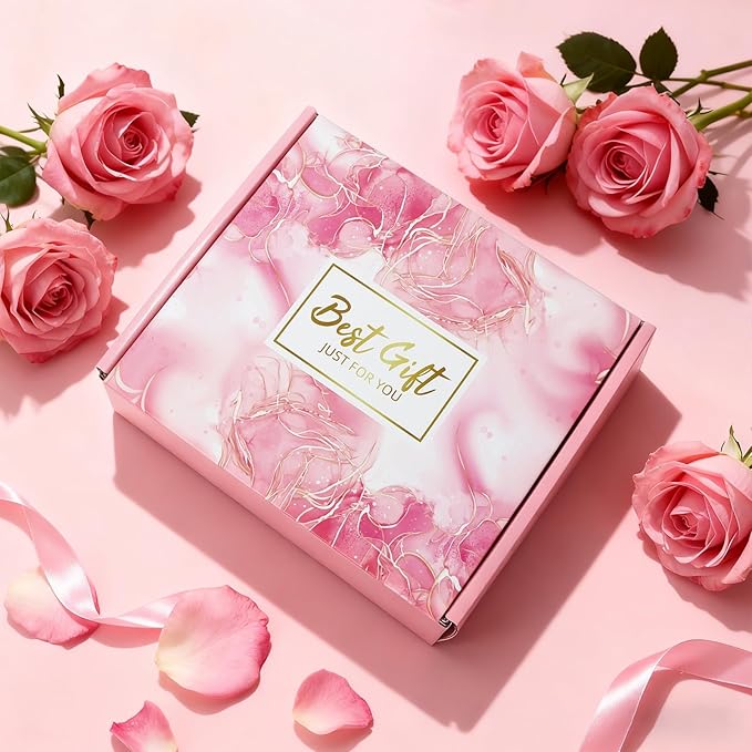 Spa Gift Basket with Bath Essentials- Pink Rose Relaxation Kit Set, Spa Items Box for Christmas Bosses day Holiday Bithday Thanksgiving Women, Wife, Mom, Sister, Girlfriend