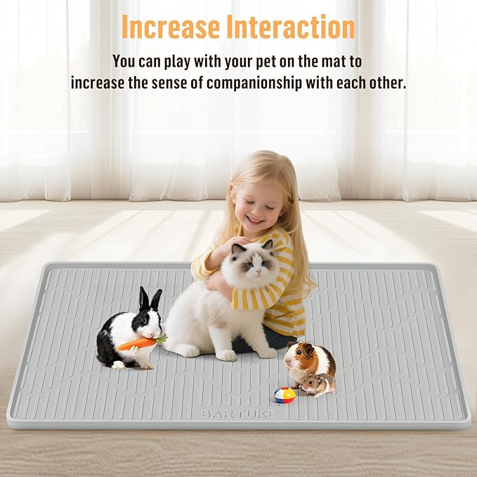 Silicone Rabbit Cage Liner, 46” x32” Rabbit Floor Mat Washable & Reusable Rabbit Cage Mat, Pet Training Pads Mat for Small Animal Rabbit Guinea Pigs Bunny Hamster Cats Dogs