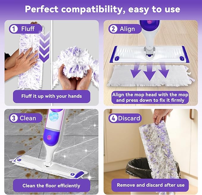 40 Pack Power Mop Pads Refills for Swiffer Power Mop | Heavy-Duty, Disposable Replacement Pads for Floor Cleaning, Multi-Surface & Wood Mopping Pad Refills (Unscented)