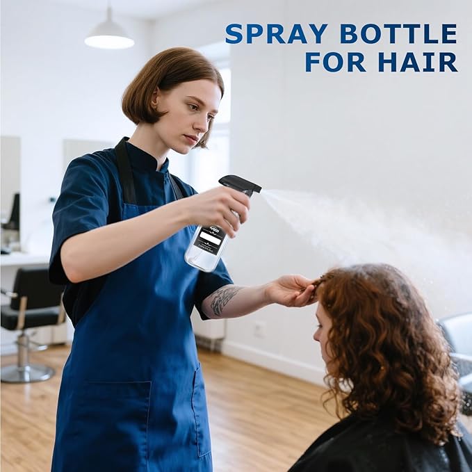 Veco 10oz Spray Bottle with Adjustable Nozzle, 360° Water Spray Bottles for Cleaning Solution, Plastic Spray Bottles for Hair Cooking Plant Pet, No Leak and Clog (2 Pack & Foldable Funnel)