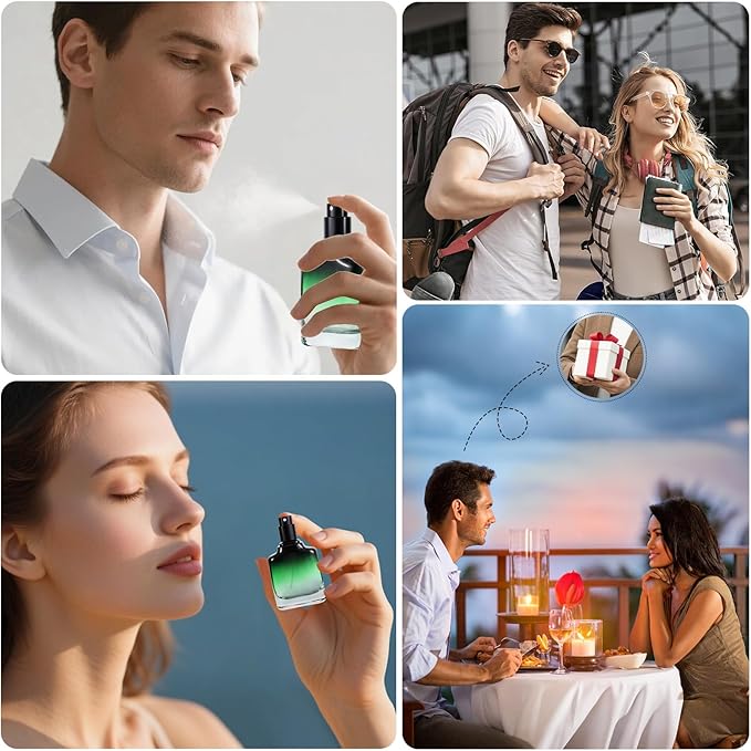 Perfume Bottles Empty Glass Atomizer Sprayer, 3 Pack 30ml Refillable Travel Spray Bottle for Fragranc or Essential Oil, Portable Cologne Atomizers with Dispensing Kit for Handbag, Date