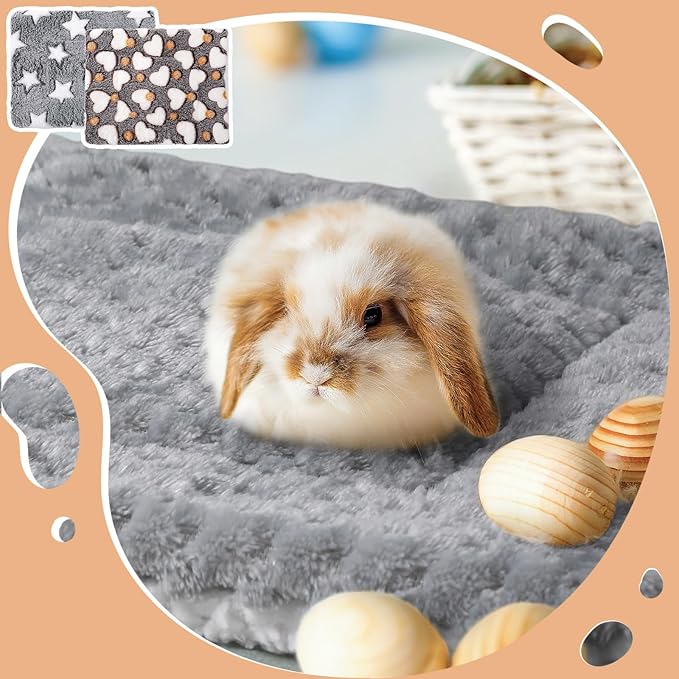 Jetec 3 Pcs Bunny Guinea Pig Beds Soft Bunny Mats Warm Guinea Pig Mat Small Animal Winter Bed Pads Fleece Sleeping Pads for Indoor Rabbit Hamster Squirrel Hedgehog Chinchilla Ferret (Pineapple Grid)
