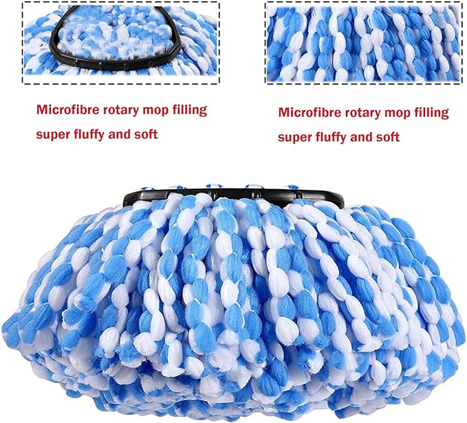 2 Pack Mop Replace Heads Compatible for OCeda, Spin Mop Refill Head Replacement for RinseClean 2-Tank System - Fluffy Microfiber, Machine Washable and Easy to Replace