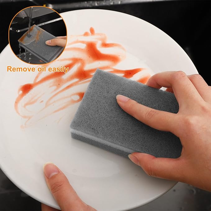 100 Pcs Individually Wrapped Sponges, Uncompressed Non Scratch Scrouing Sponges for Household Cleaning Dishes Kitchen Airbnb Apartment Car Bike Gray