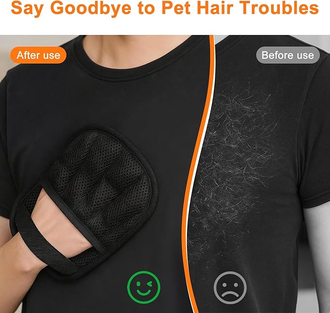 3Pcs Pet Hair Removal Glove, Five-Finger Electrostatic Pet Hair Remover Glove, Reusable and Bidirectional Cleaning Magic Brush Pet Hair for Bed, Clothing, Sofa Carpet, Car Seat