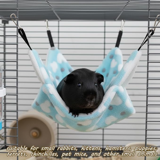 2Set of Ferret Hammock, Rat Hammock, Small Heart-Shaped Cage Accessories for Rats, Guinea Pigs, Chinchillas, Green and Pink