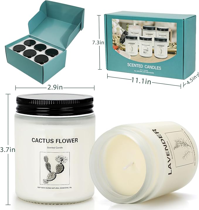 LOSNYA Scented Candles Set, 6 Pack 42OZ Aromatherapy Candle Gifts for Women, Lavender Candles, Natural Soy Wax Long Lasting Candle Gifts for Birthday Mother's Thanksgiving Day