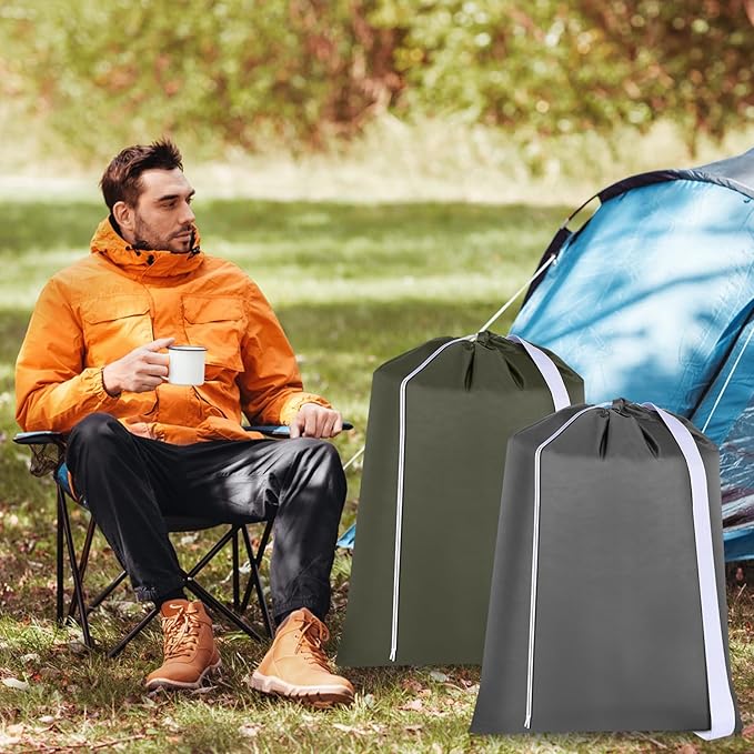 10 Pcs Nylon Extra Large Laundry Bag with Strap Travel Laundry Bags with Drawstring Closure Portable Cloth Bag for College Dorm Apartment Dwellers(Dark Color,28 x 40 Inch)