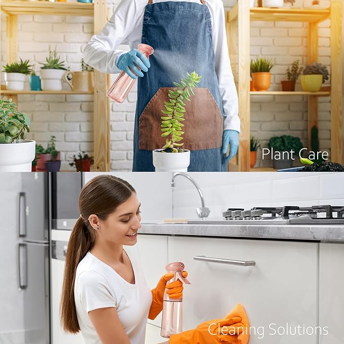 airbee Spray Bottle For Hair, Continuous Mister Sprayer, Ultra Fine Mist Empty Spraying Water Bottles for Hairstyling, Barbers, Salons, Essential Oil Scents, Cleaning, Plants (2 Pack, 6.8 OZ)