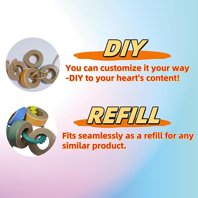 120Pcs Fatty Bagels Bird Toys for Parrots Durable Cardboard Chewing Shredding Foraging Foot 1.75" for Medium & Large Parrot Amazons Mini Macaws African Greys Cockatoos Eclectus Senegal