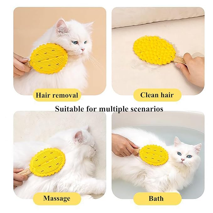 Cat Brush for Shedding Dog Brush Hair Cleaning Comb Bath Massage Tool for Shedding & Grooming, Remove Loose Hair, Durian Shape, Silicone Bristles (Green)