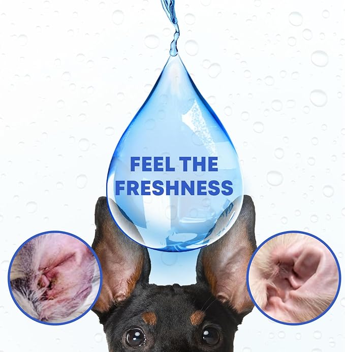 Cat & Dog Ear Cleaner Drops & Wash Solution - Yeast Otic Infection Treatment & Itchy Ear Relief for Pet - Wax Remover & Flush Remedy for Any Pets