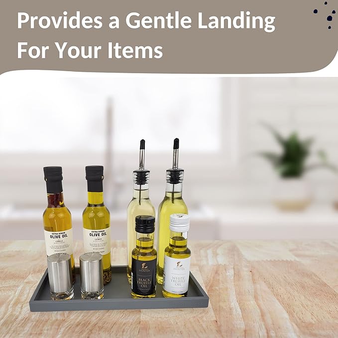 Countertop and Vanity Tray - 11.7" Silicone Bathroom Tray Countertop, Dish Soap Trays for Kitchen Counter, Sink Organizer Caddy Accessories, Toilet Plant Shower Makeup Mat Oil Holder