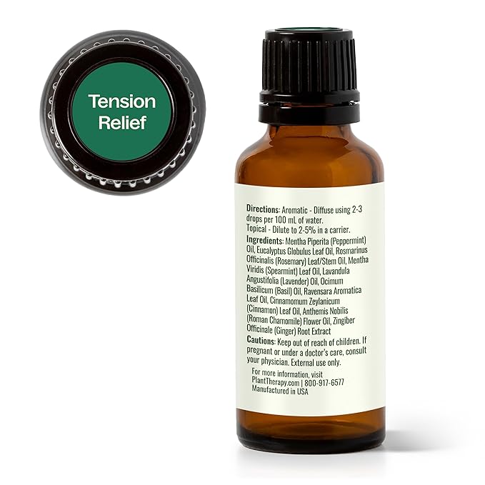 Plant Therapy Tension Relief Essential Oil Blend 30 mL (1 oz) 100% Pure, Undiluted, Therapeutic Grade