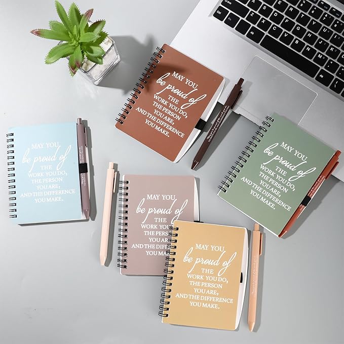 Honoson 50 Sets/100 Pcs Medical Assistant Employee Appreciation Gifts May You Be Proud The Work Notebook with Ballpoint Pen Inspirational Journals Bulk Thank You Gifts for Team Coworker (Vivid Color)