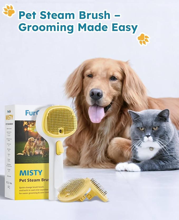 3-in-1 Anti-static Cat Steam Brush & Deshedding Tool - Cat Brush and Cat Hair Brush for Long/Short Hair,Dog Brush,Pet Brush, Reduces 95% Shedding, Easy Clean Grooming Supplies for Cat & Dog Owners