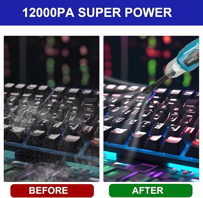 Heimerdinger Cordless 4-in-1 Handheld Vacuum & Blower for Makita 18V Battery, 21000Pa Powerful Suction Wireless Portable Dust Buster for Car Cleaning, Home Use and Pet Hair